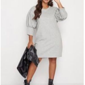 Grey Puff Sleeve Dress